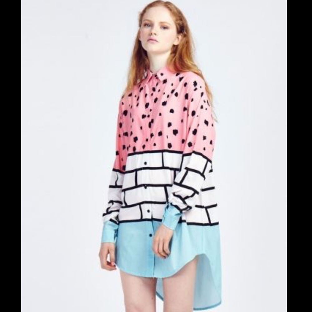 Rare lazy oaf Brick Scribble Shirt Sz M/L